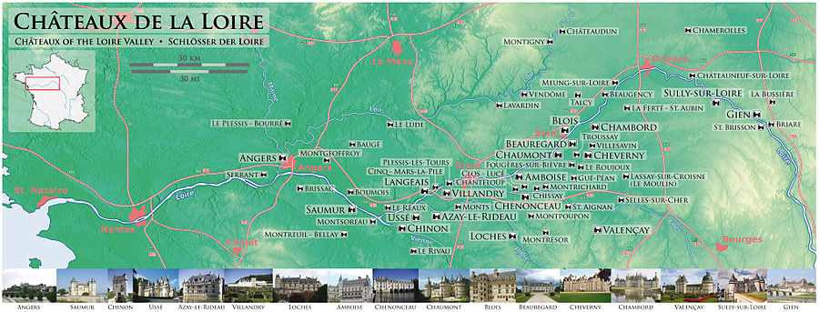 900px chateaux de la loire karte